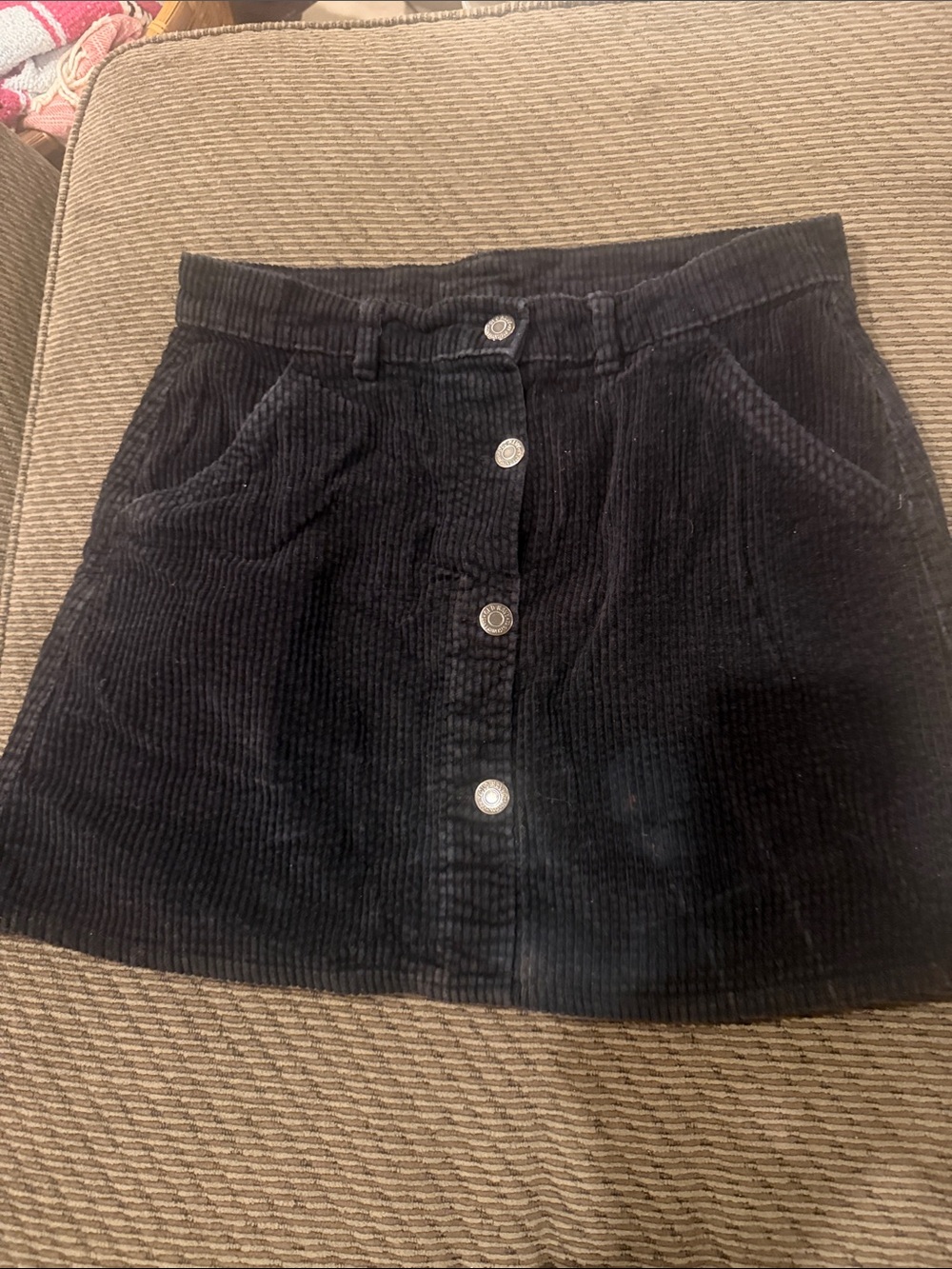 Old Navy Black Corduroy Button-Front Mini Skirt